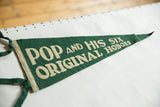 Close-up of vintage green felt pennant showing 