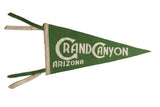 Vintage Grand Canyon Arizona felt pennant, green with cream lettering, circa 1940s, 7x14 inches.