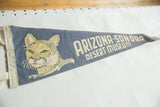 Vintage felt pennant, George the mountain lion, green eyes, and 