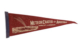 Vintage red felt Meteor Crater of Arizona pennant, white falling star and text, 6x18.