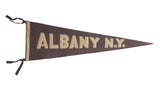Antique Albany N.Y. felt flag pennant, white block lettering on dark faded blue.