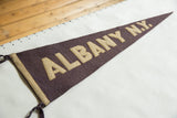 Antique Albany N.Y. felt pennant, faded dark blue wool, beige letters and sewn edge.