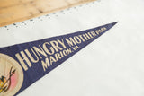 Vintage deep blue felt pennant, showing HUNGRY MOTHER PARK lettering and felt texture.