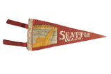 Vintage red felt Seattle pennant with Lake Washington Pontoon Bridge illustration, 5x11.