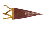 Vintage Yellowstone Park felt pennant, maroon with bear graphic and yellow streamers, 5