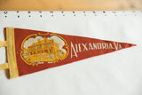 Textured brick red felt vintage Alexandria, VA pennant with Carlyle House graphic.