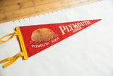Mid-century red felt Plymouth pennant with yellow ties and 