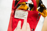 Rensselaer felt pennant's manufacturer label on textured red wool-rayon blend.