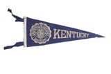 Aged 1950s Kentucky felt pennant, blue with white University crest and text.