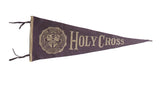 Vintage Holy Cross felt pennant, purple background with cream text and emblem, 9
