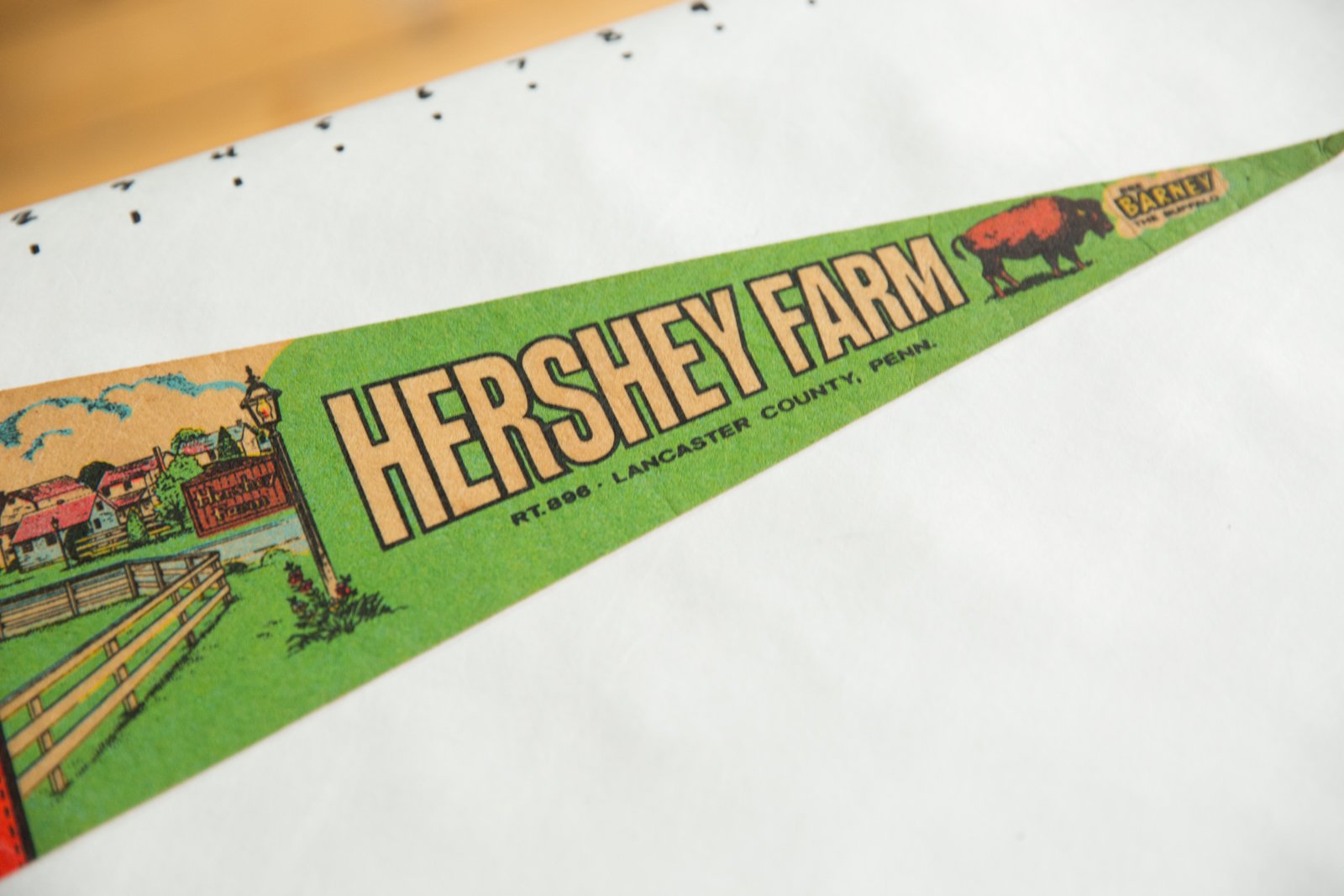 Hershey Farm Rt. 896 - Lancaster County, Penn. (See Barney the Buffalo) Felt Flag