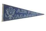 Vintage blue felt Air Force Academy pennant with white emblem and E Pluribus Unum, 12