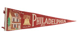 Vintage Philadelphia PA. felt pennant with Betsy Ross House and Liberty Bell.