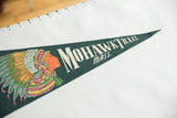 Vintage Mohawk Trail Mass. felt pennant with white lettering on dark green.