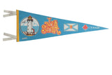 Vintage Nova Scotia felt pennant with lighthouse, provincial flag, maple leaf, 9x26 inches.