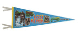 Vintage Lost River Kinsman Notch blue felt pennant with scenic waterfall and lake.