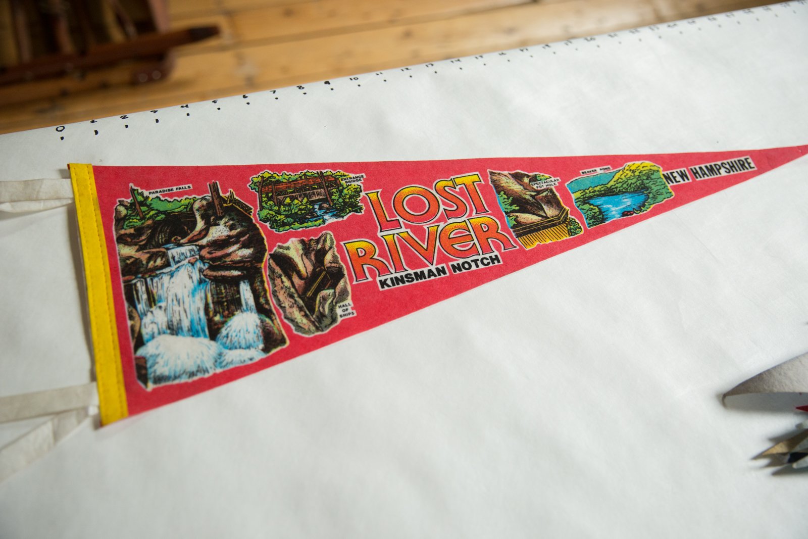 Lost River Kinsman Notch New Hampshire (red) Felt Flag