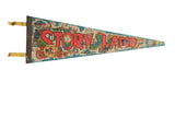 Vintage Story Land felt pennant with red lettering and colorful storybook character illustrations.