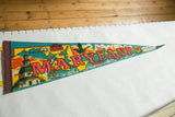 Vintage Maryland felt pennant close-up with red 