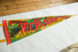 Vintage Mt Washington New Hampshire felt pennant detail; red lodge and green train.