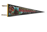 Vintage Benson's Animal Park black felt pennant featuring colorful tiger and gorilla graphics.