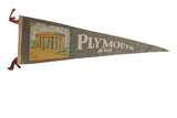 Gray vintage Plymouth Mass. felt flag pennant with Plymouth Rock Portico, 8x26.