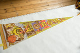 Vintage Georgia felt pennant showcasing 'GEORGIA' lettering, state seal, and flag motif.