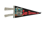 Vintage San Simeon felt pennant on black felt with a graphic of the Fabulous Hearst Castle.