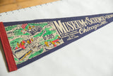 Navy blue felt pennant detail: Museum of Science & Industry Chicago text and U-505 graphic.