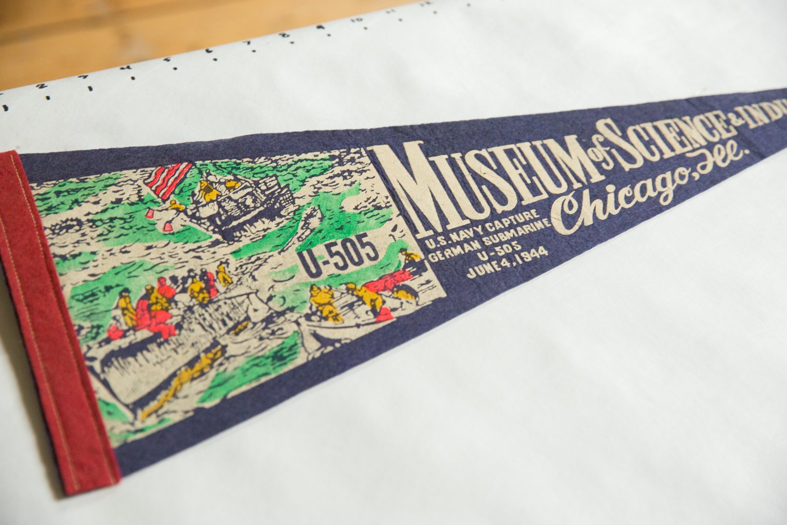 Museum of Science & Industry Chicago, Ill. U.S. Navy capture German Submarine U-505 June 4, 1944 (U-505) Felt Flag