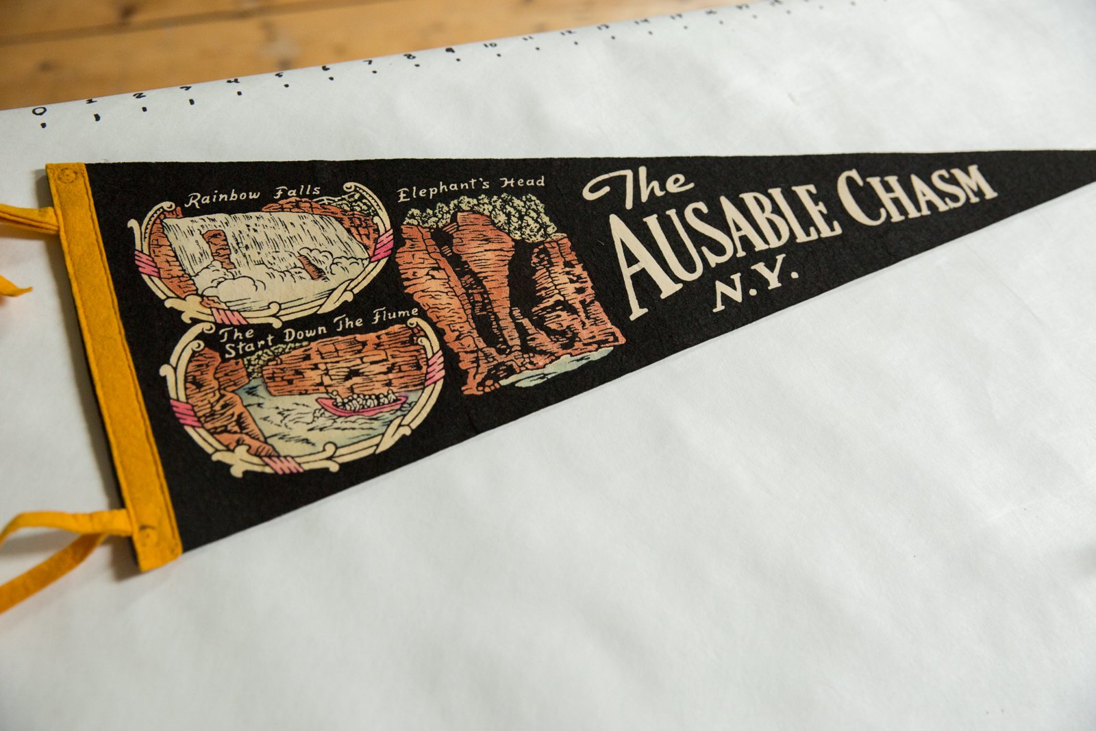 The Ausable Chasm N.Y. (the Start Down the Flume / Rainbow Falls / Elephant Head) Felt Flag