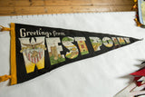 Vintage West Point felt pennant showing yellow trim and 