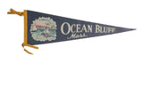 Vintage Ocean Bluff Mass. felt pennant, circa 1950s, blue with sailboats. 9