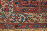 Vintage Malayer rug corner: Herati motif, ivory meandering vine border, and even wear.