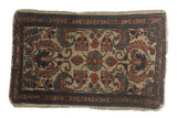 Antique Persian Borchalou rug, rare ivory field, dramatic scrolling floral design in madder red, sky blue.