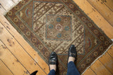 Vintage Sparta rug corner detail with Mahi spandrel and soft floral border.