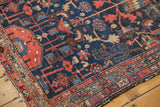 Vintage Hamadan rug detail: layered borders with navy, red, and boteh motifs.