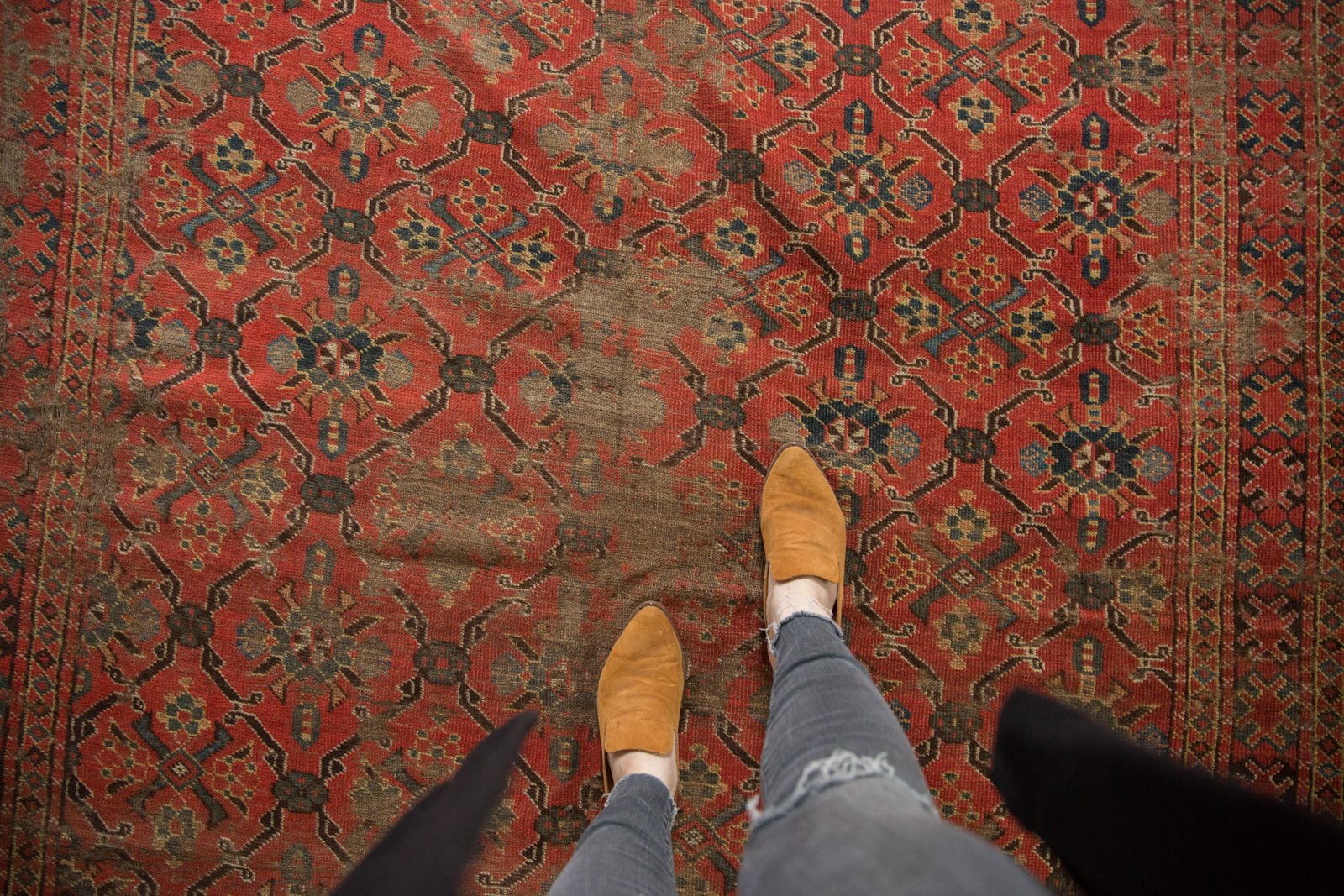 Antique Tattered Beshir Carpet