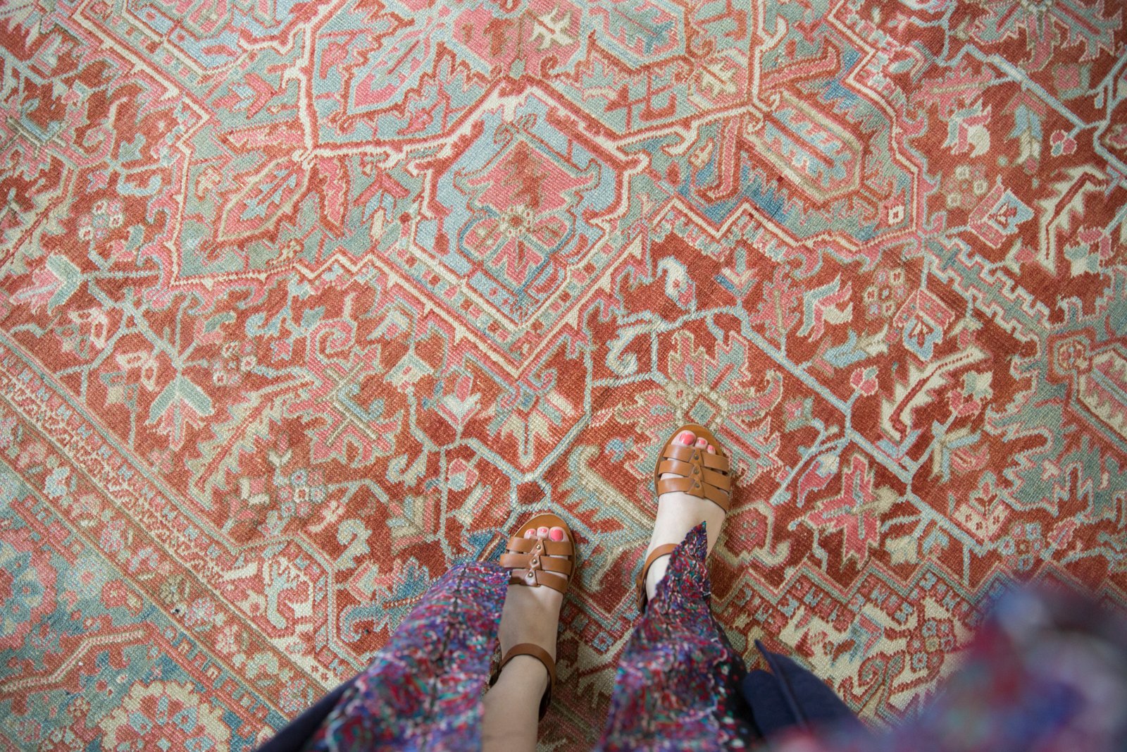 Vintage Distressed Heriz Carpet