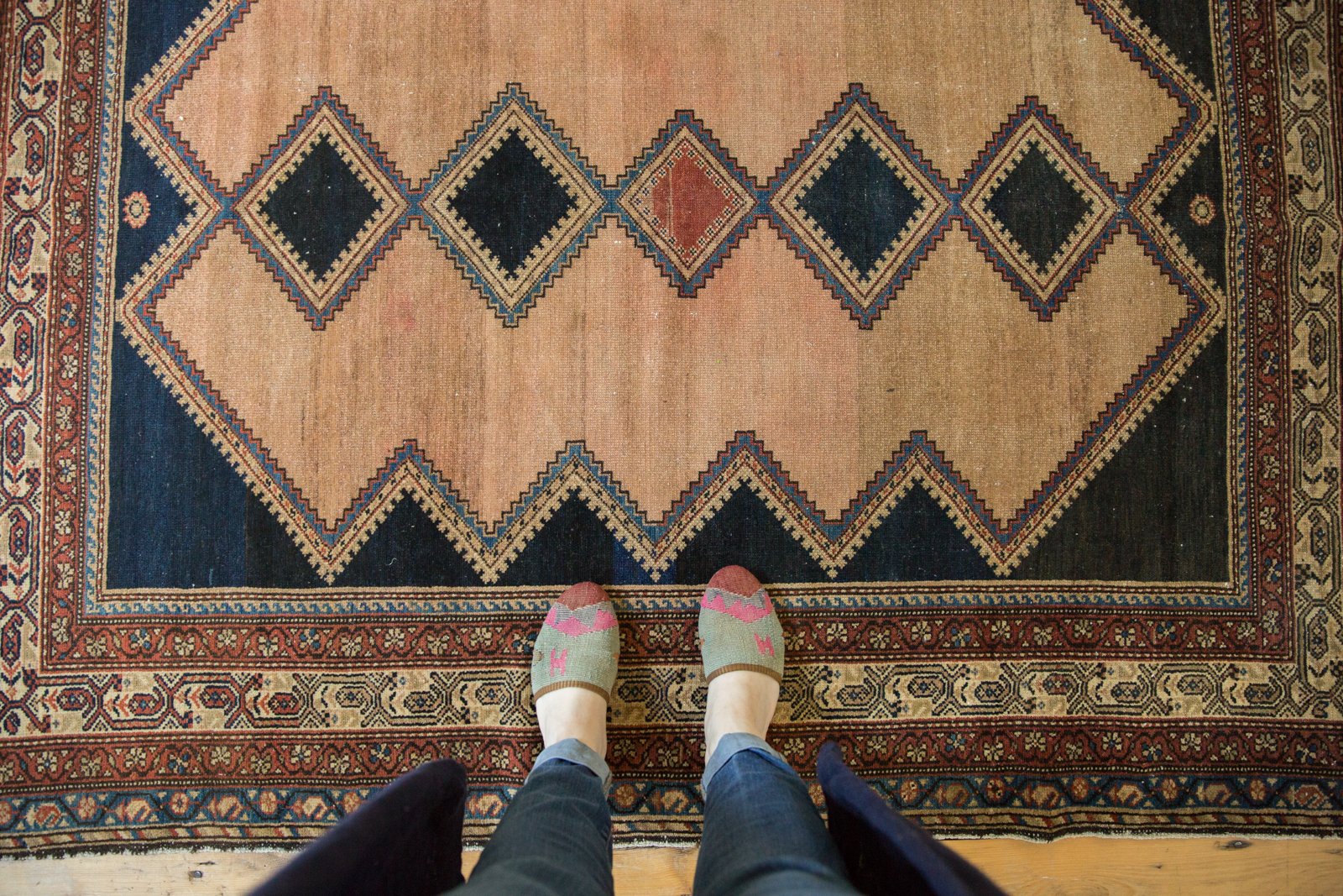 Antique Distressed Malayer Rug