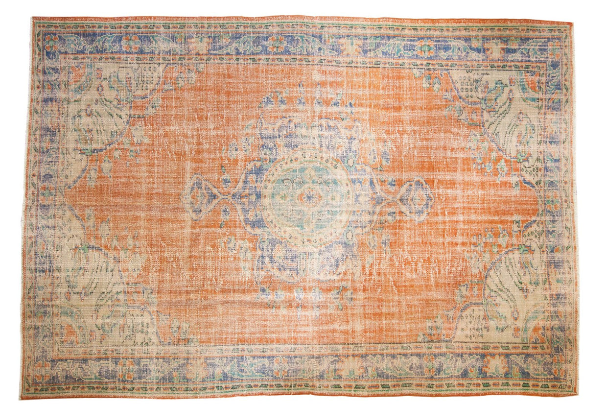 6.5x9.5 Vintage Distressed Oushak Carpet // ONH Item 5986