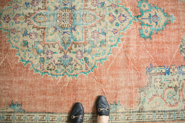  Vintage Distressed Oushak Carpet / Item 5995 image 2