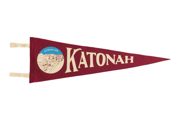 Katonah NY Crimson Felt Flag Pennant // ONH Item 6016
