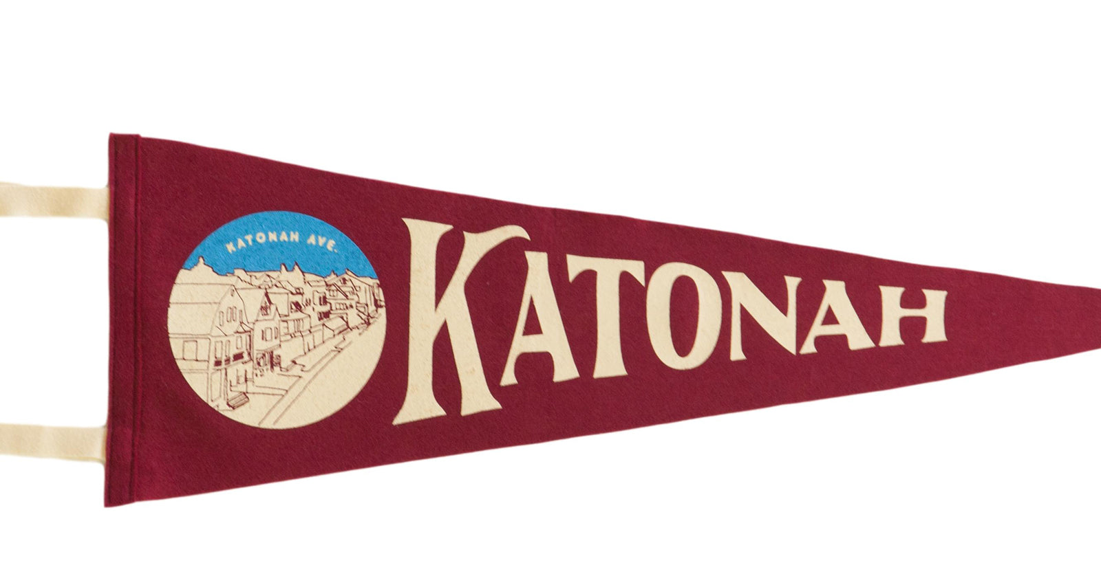 Katonah NY Crimson Felt Flag Pennant // ONH Item 6016 Image 1