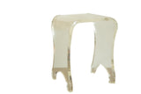 Vintage 1970s thick Lucite end table with curved legs and elegant form.