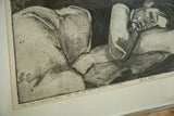Close-up of vintage artist proof drawing with handwritten title and 'Artist Proof' text.