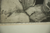 Handwritten title 'One time I really knew what she was about (At ease for a time)' on vintage artist proof.
