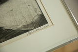 Detailed artist signature and 'IMP' on the vintage proof drawing's matting.