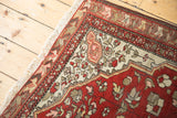 Antique Farahan Sarouk rug corner, ivory fringe, delicate floral and geometric borders.