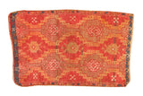 Antique Yastik rug with unusual geometric medallions in ruby red and saffron.